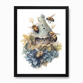 Plasterer Bee Beehive Watercolour Illustration 3 Art Print