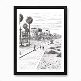 View Of Los Angeles California, Usa Line Art Black And White 7 Art Print