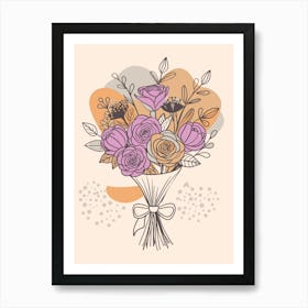 Bouquet Of Roses Minimalistic Style Art Print