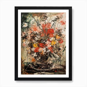 Chrysanthemums Still Life Flowers Abstract Expressionism  Art Print