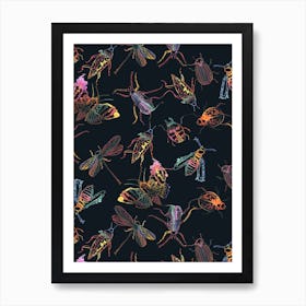 Insects Black Art Print