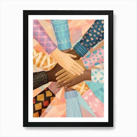 Group Of People Holding Hands Art Print