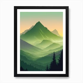 Misty Mountains Vertical Composition In Green Tone 13 Poster