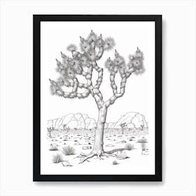  Detailed Drawing Of A Joshua Tree At Dawn In Desert 1 Art Print