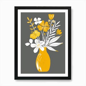 Yellow Flowers In A Vase 3 Art Print