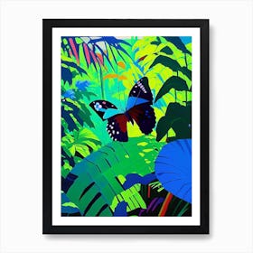 Butterfly In Rainforest Pop Art David Hockney Inspired 1 Art Print