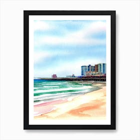 Atlantic City Beach 3, New Jersey Watercolour Art Print