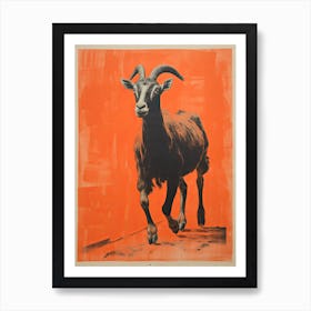 Goat, Woodblock Animal Drawing 4 Art Print