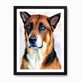 Belgian Malinois 3 Watercolour Dog Art Print