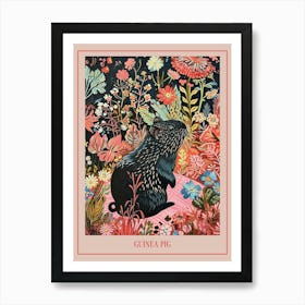 Floral Animal Painting Guinea Pig 3 Poster Art Print