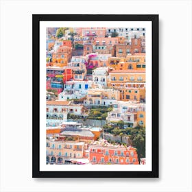 Orange Pink Houses Positano Art Print