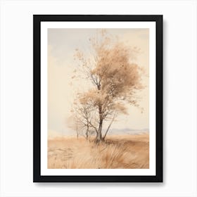 Autumn Farmhouse Tree Paitning Art Print