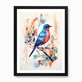 Bird Painting Collage Eastern Bluebird 2 Art Print