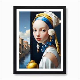 Study Of Girl With Pearl Earing Art Print