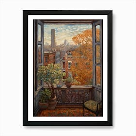 A Window View Of New York In The Style Of Art Nouveau 1 Art Print