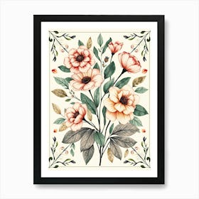 Watercolor Floral Pattern 1 Art Print