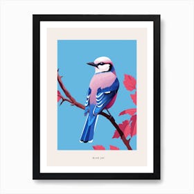 Minimalist Blue Jay 1 Bird Poster Art Print