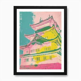 Nagoya Castle Japan Retro Duotone Silkscreen 2 Art Print