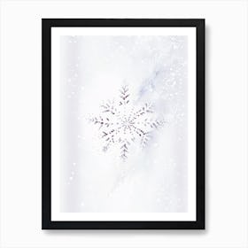 White, Snowflakes, Minimalist Watercolour 1 Art Print