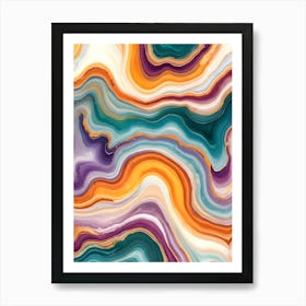 Purple, Teal & Gold Agate Art Print