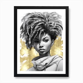 Black Girl with Gold Abstract 6 Art Print