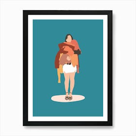 Woman Carrying Clothes Art Print