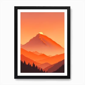 Misty Mountains Vertical Composition In Orange Tone 81 Art Print