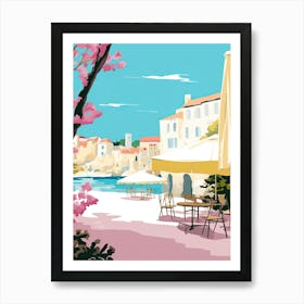 Antibes, France, Flat Pastels Tones Illustration 4 Art Print