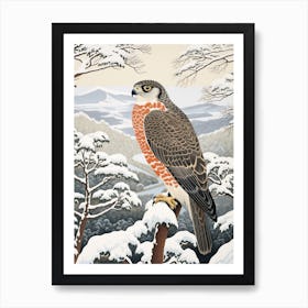 Winter Bird Painting Falcon 5 Art Print