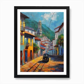 Painting Of A Street In Rio De Janeiro With A Cat 3 Impressionism Art Print