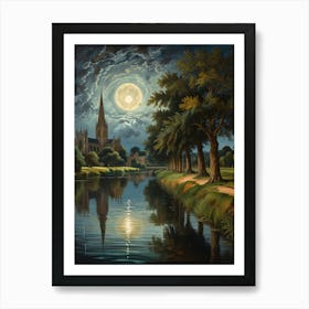 William Morris Moonlight Over The River Art Print