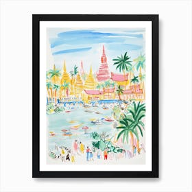 Bangkok, Dreamy Storybook Illustration 1 Art Print