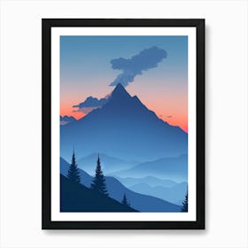 Misty Mountains Vertical Composition In Blue Tone 91 Art Print