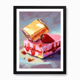 Strawberry Cake Oil Painting 3 Art Print