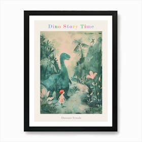 Dinosaur & A Child Storybook Painting Poster Art Print