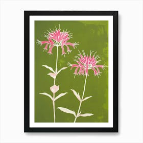 Pink & Green Bee Balm 1 Art Print