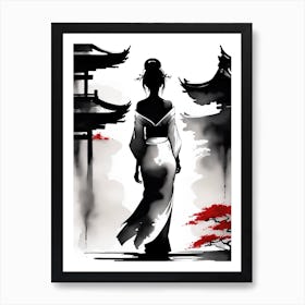 Traditional Japanese Art Style Geisha Girl 3 Art Print