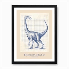 Corythosaurus Dinosaur Blue Print Sketch 1 Poster Art Print