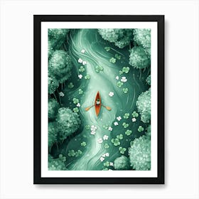 Canoeing In The Forest Art Print