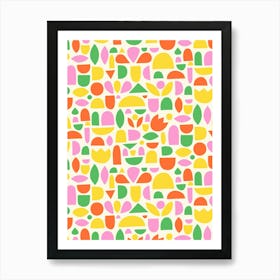 Colorful Happy Collage Abstract Retro Shapes Art Print