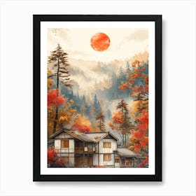 Autumn House In The Forest 1 Art Print