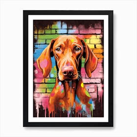 Aesthetic Vizsla Dog Puppy Brick Wall Graffiti Artworkr Art Print