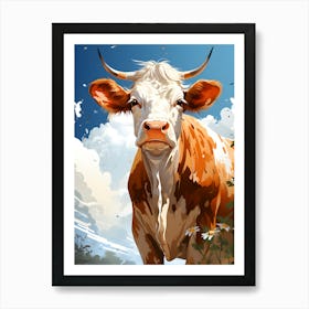 Pastoral Peace Cow In The Field Art Art Print