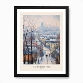 Winter City Park Poster Parc De Belleville Paris France 2 Art Print