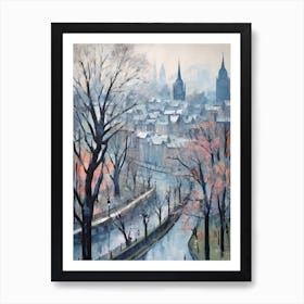 Winter City Park Painting Princes Street Gardens Edinburgh Scotland 2 Affiche