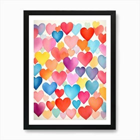 Watercolor Hearts Background 1 Art Print