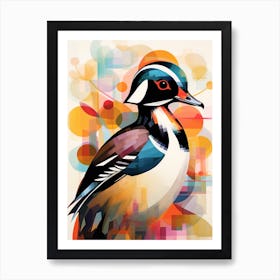 Bird Painting Collage Wood Duck 2 Art Print
