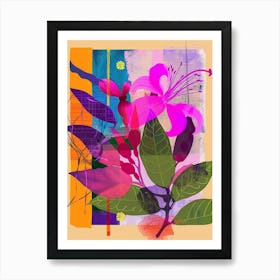 Fuchsia 3 Neon Flower Collage Art Print