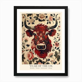 Chinese Lunar Year Of The Ox 2 William Morris Style Art Print