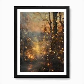 Fireflies In The Forest Art Print